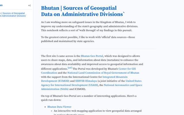 Preview of Bhutan spatial data sources